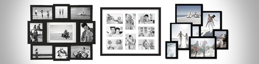 Black collage frames for different photo sizes