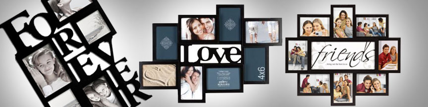 Black collage frames with many choices