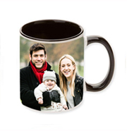 11 oz. two-tone white and black color photo mugs