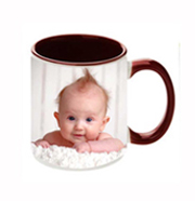 11 oz two-tone white and burgundy photo mug